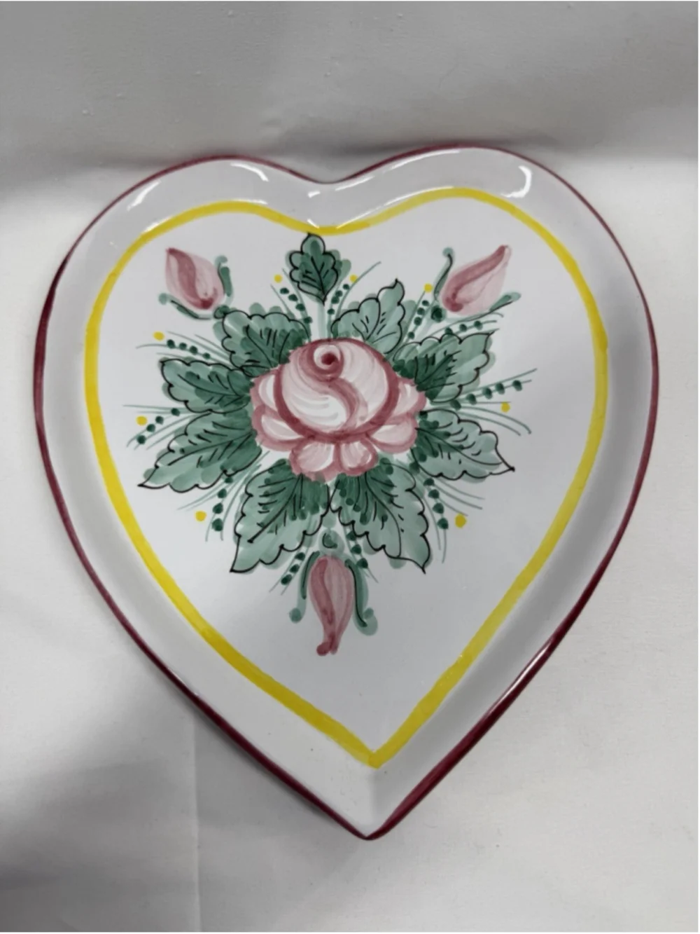Heart Plate Hand Painted Decorative Plate Made In Italy Floral
